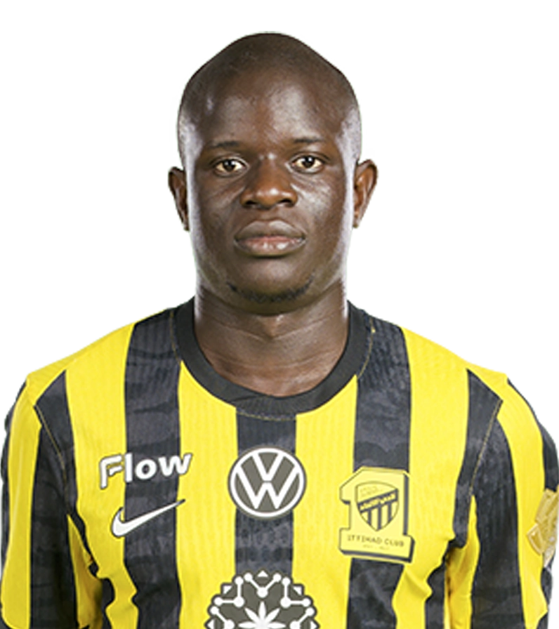 Cận cảnh tiền vệ N Golo Kante trong màu áo Al Ittihad đang tập trung cao độ cho trận đấu